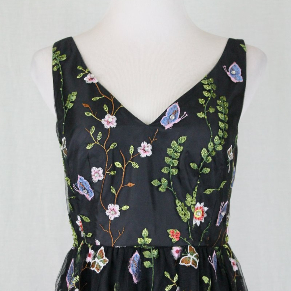 Adrianna Papell Embellished Black Tulle Gown - Picture 3 of 8